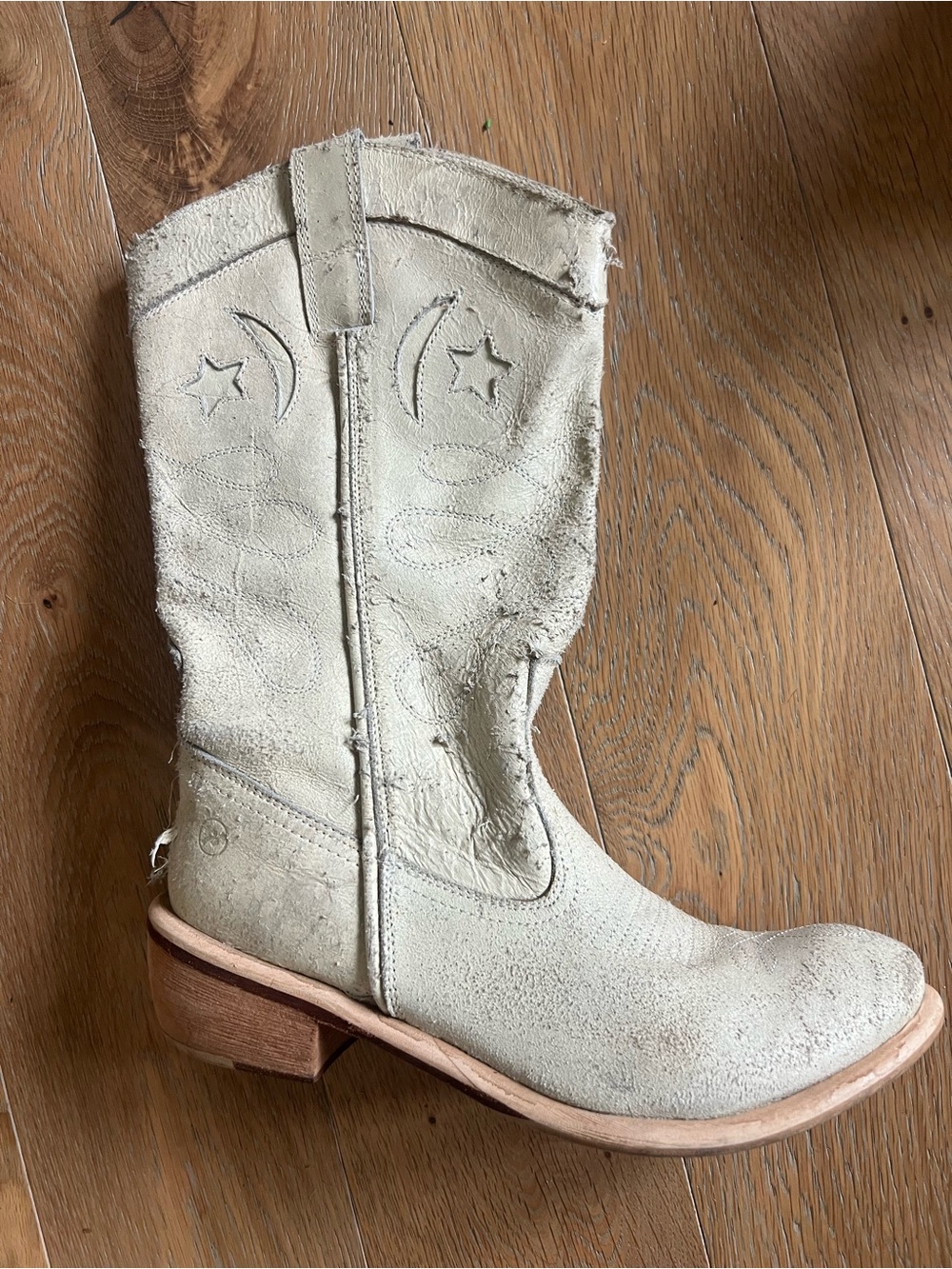 Free People Vintage Bronx Cream Suede Western Heeled Boot
